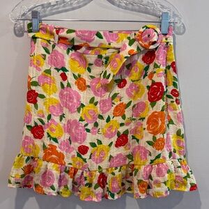 Floral Mini Skirt with Ruffle Hem